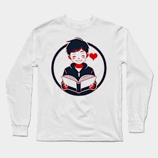 Boy who Loves to Read Red Long Sleeve T-Shirt